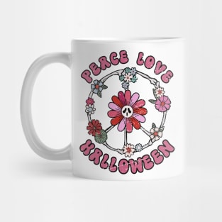 Peace Love Halloween Flowers Hippie Mug